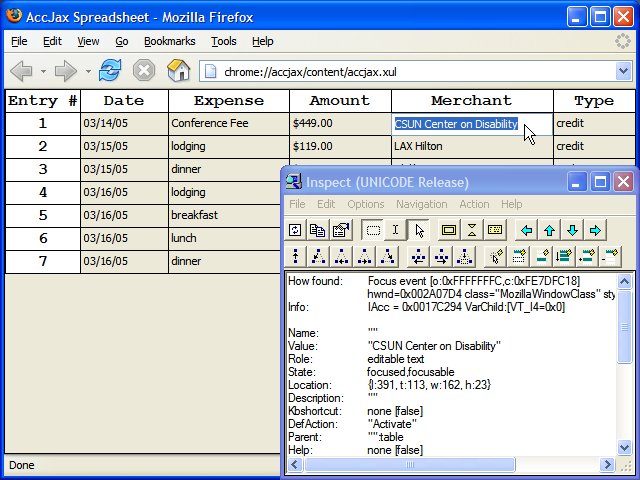 Inspecting editable spreadsheet cell