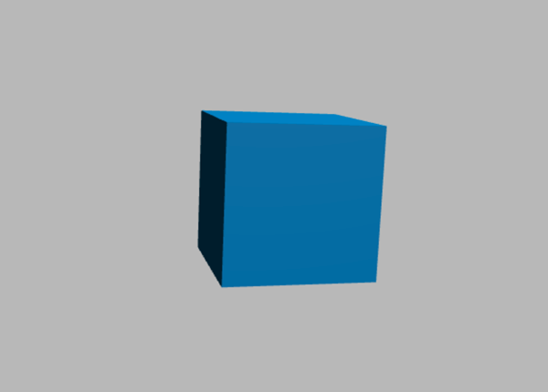 Blue cube on a gray background rendered with PlayCanvas.