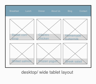 wide UI layout with top toggle menu and three by two layout of content blocks