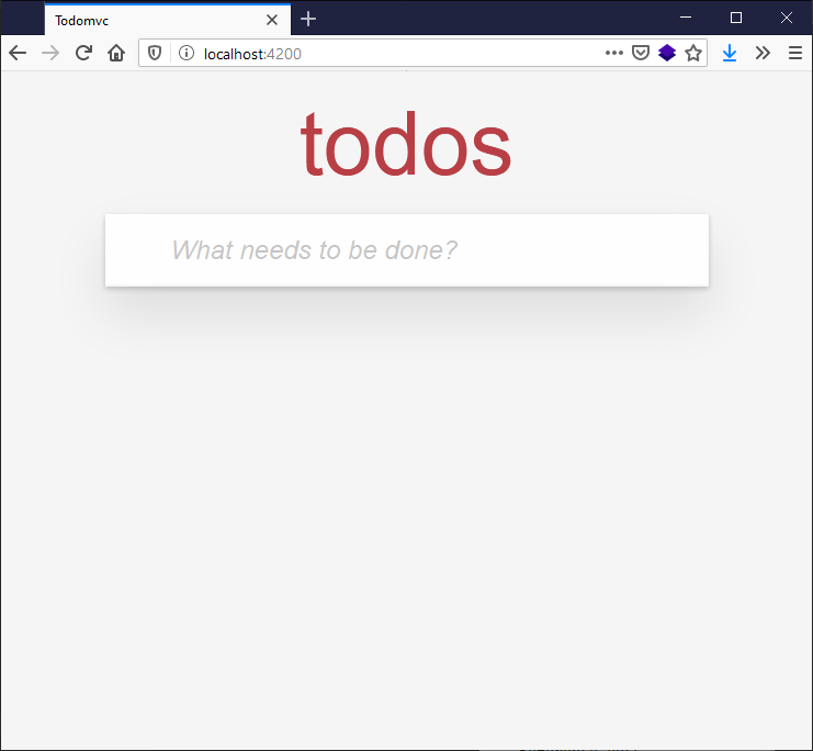todo app rendered in the browser with only the new todo input field showing
