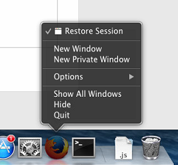 Graphic of default native menu created on browser startup