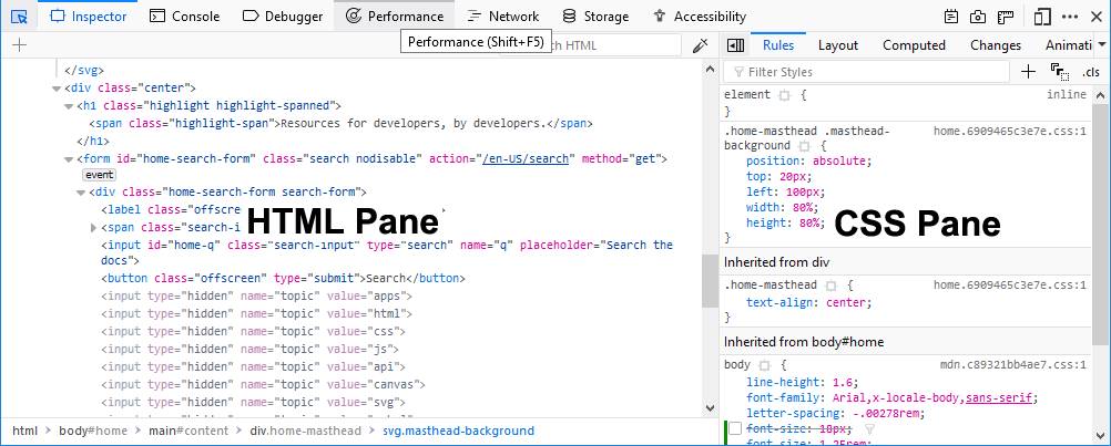 These are the tasty new HTML and CSS panes in Firefox 57.