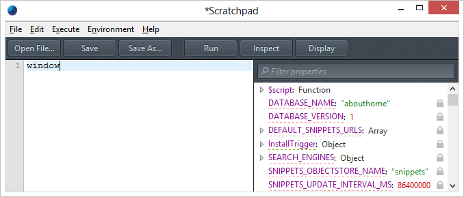 Inspecting an object in the Scratchpad